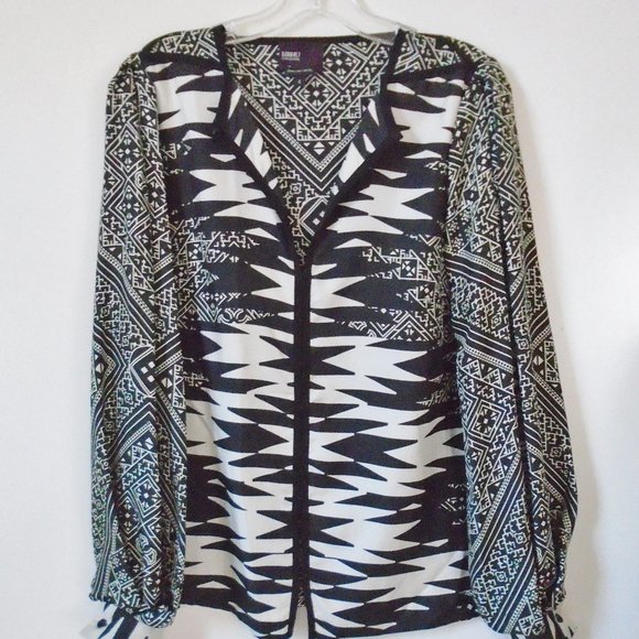 BIBHU Mohapatra New York City made silk black white luxury blouse 4 USA small - Picture 1 of 5